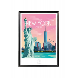 Affiche New York Coeur - La loutre - Par Monts et Par Vaux - Encadrée