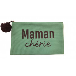 Pochette Maman chérie turquoise - Toiles Chics - Par Monts et Par Vaux