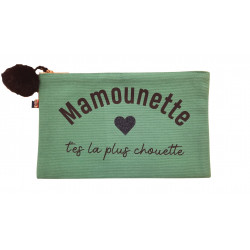 Pochette Mamounette t'es la plus chouette - turquoise - Toiles Chics - Par Monts et Par Vaux