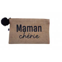 Pochette Maman chérie - lin- Toiles Chics - Par Monts et Par Vaux