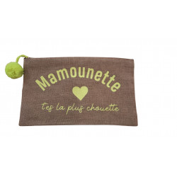 Pochette Mamounette t'es la plus chouette lin - Toiles Chics - Par Monts et Par Vaux