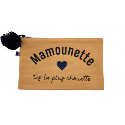 Pochette Mamounette t'es la plus chouette - jaune- Toiles Chics - Par Monts et Par Vaux